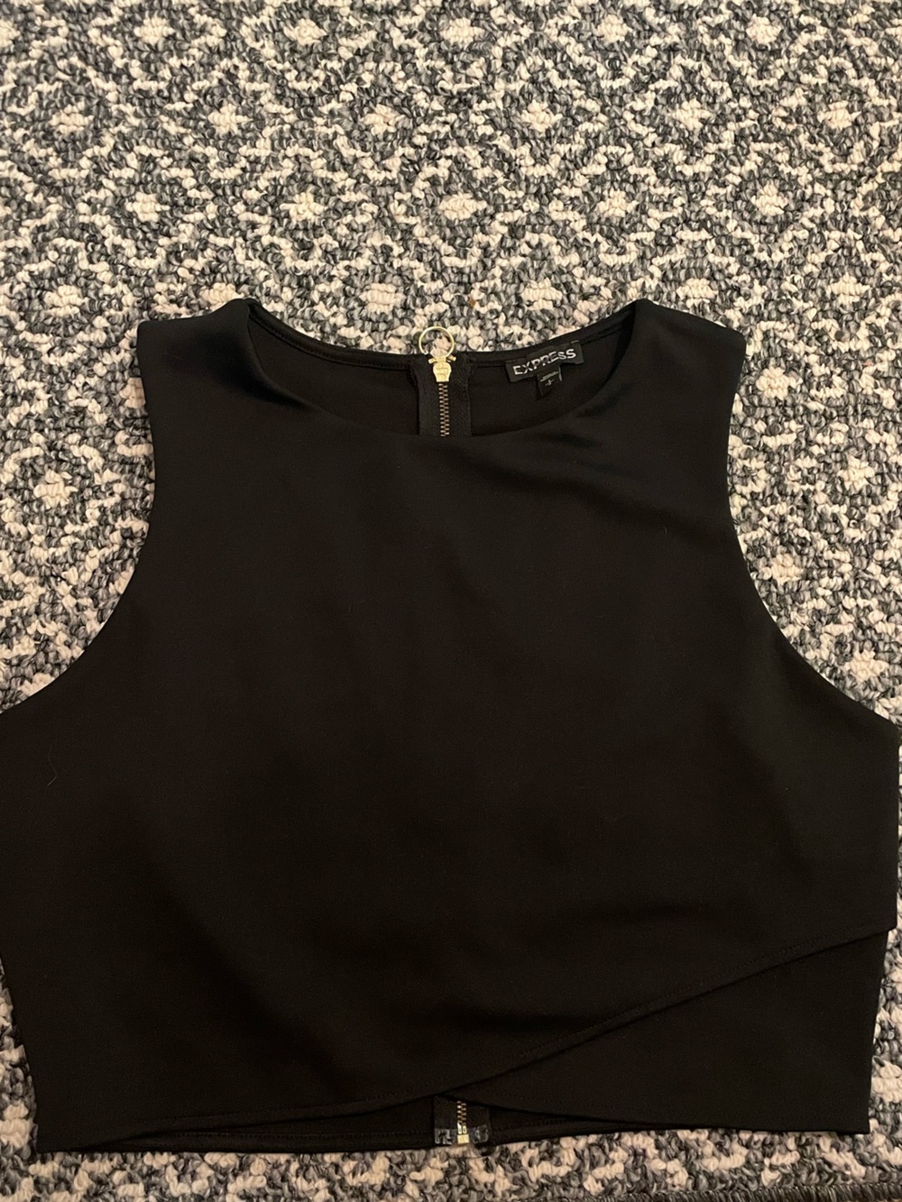 Express Black Sleeveless Top with Gold Back Zip Pull
